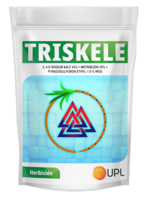 UPL Triskele 2,4-D Sodium Salt 44% + Metribuzin 35% + Pyrazosulfuron Ethyl 1.0% WDG Herbicide, One-Shot Solution for Weed Management in Sugarcane की तस्वीर